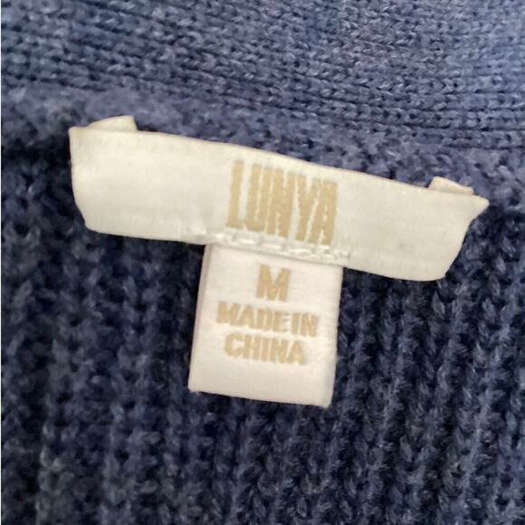 Lunya Cozy Cotton Silk Button Front Cardigan In Deep Blue Heather Size L - XL - Picture 7 of 10